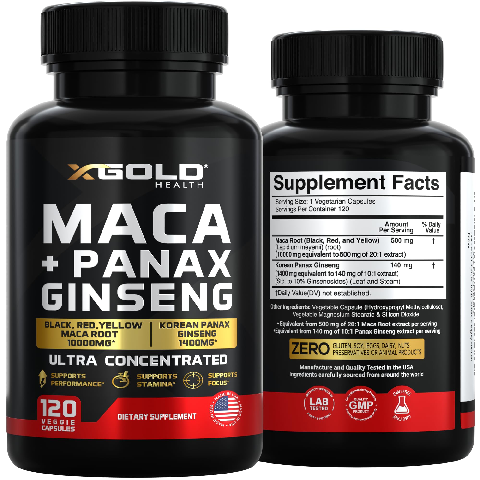 X Gold Health energy and focus routines with maca-ginseng capsules
