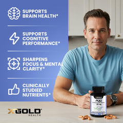 X Gold Health label ingredients panel emphasizes PQQ and non-GMO composition