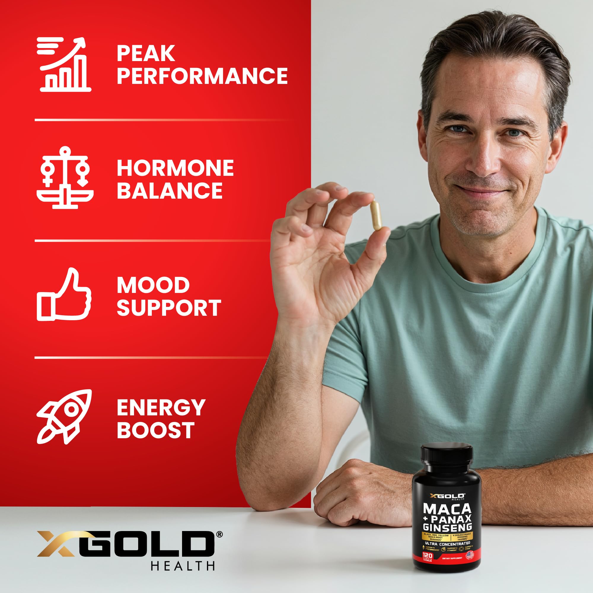 X Gold Health Panax ginseng extract 10x ratio close-up for sustained focus