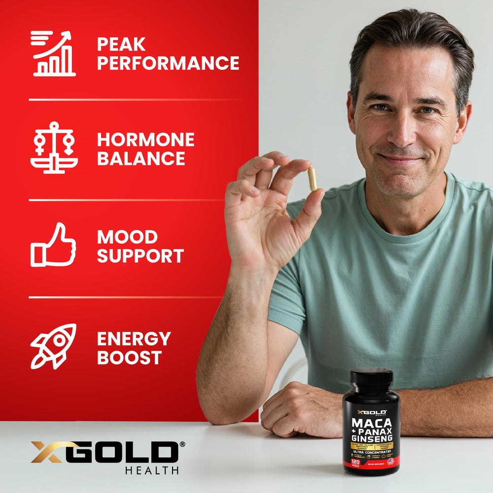 X Gold Health Panax ginseng extract 10x ratio close-up for sustained focus