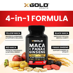 X Gold Health Peru maca extract 20x ratio visual indicating strong potency