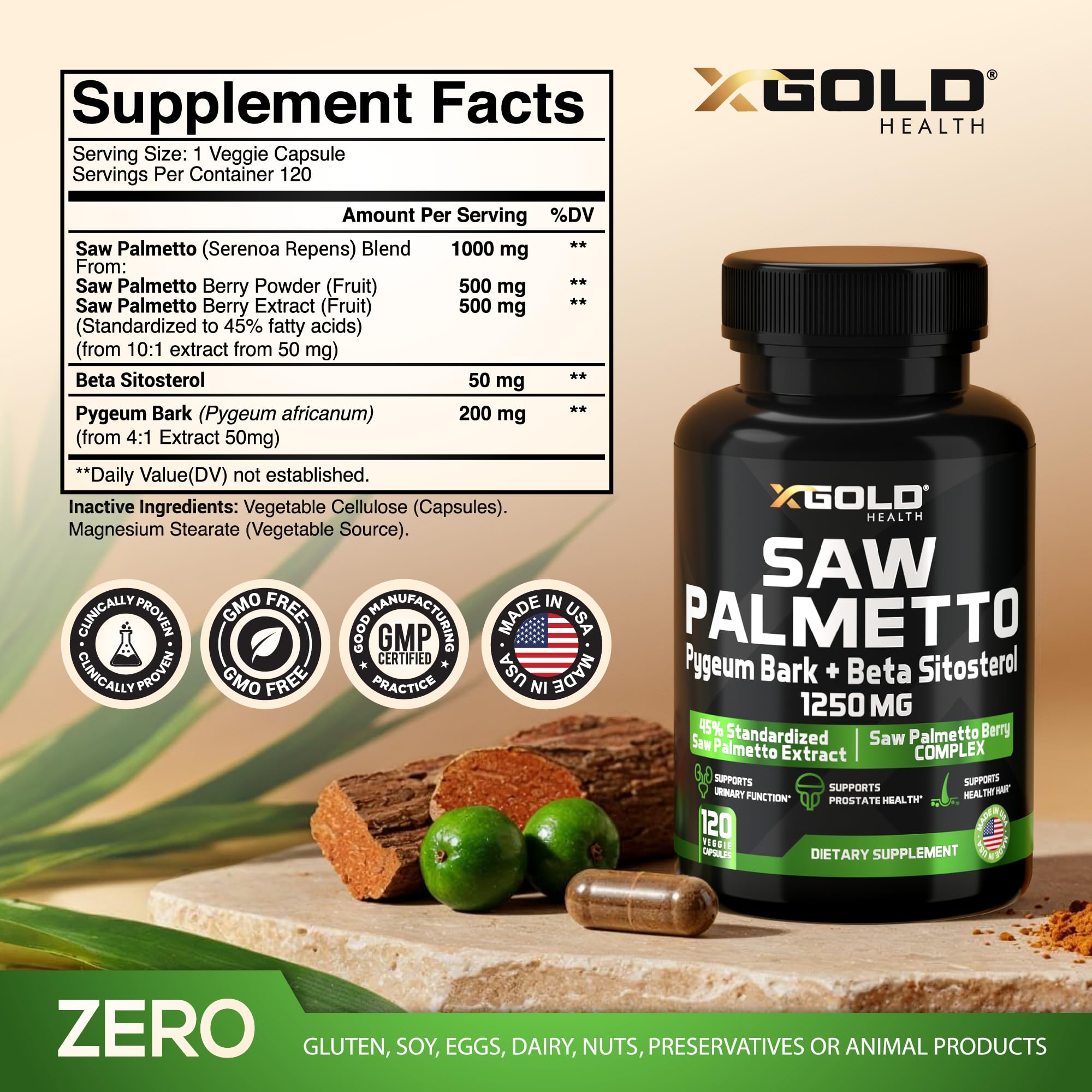 X Gold Health Pygeum bark capsule highlights traditional male health support