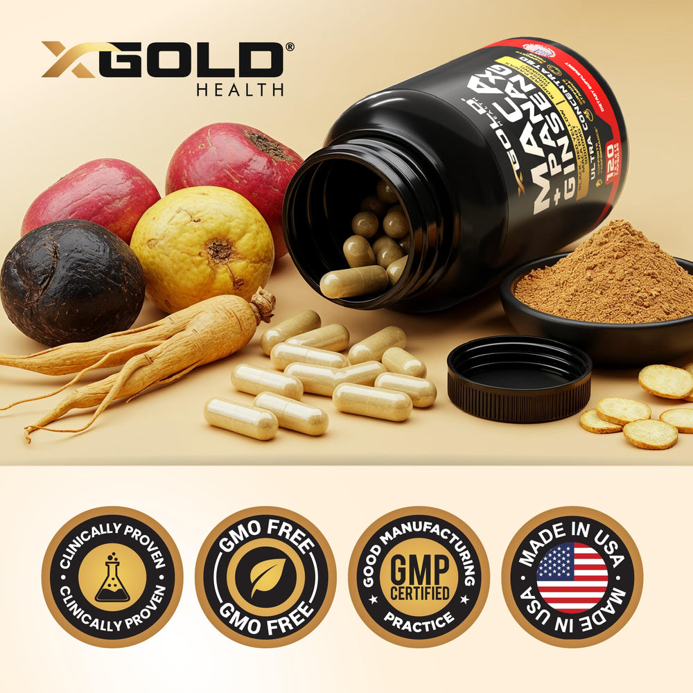 X Gold Health USA-made GMP facility badge ensuring quality