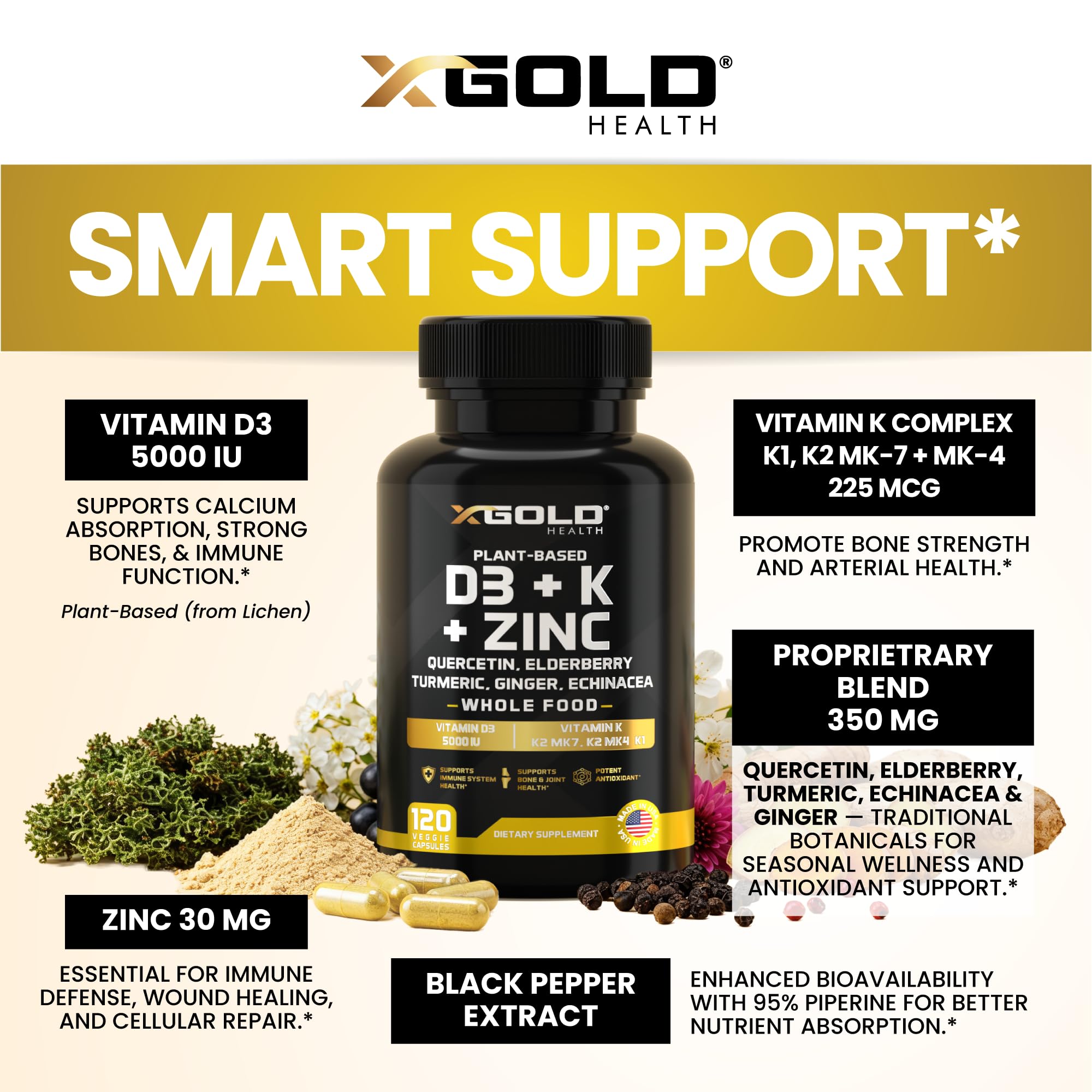 X Gold Health Vitamin K2 MK7/MK4/K1 capsules for balanced micronutrient intake.