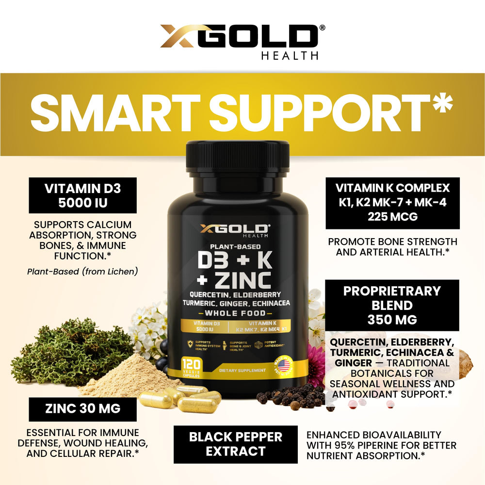 X Gold Health Vitamin K2 MK7/MK4/K1 capsules for balanced micronutrient intake.