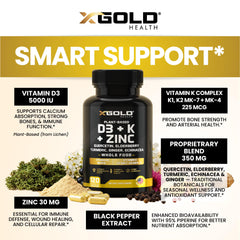 X Gold Health Vitamin K2 MK7/MK4/K1 capsules for balanced micronutrient intake.