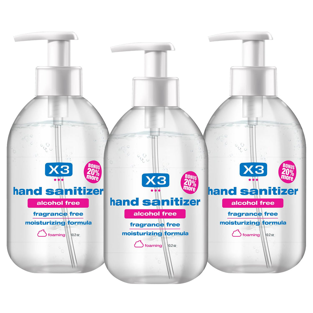 X3 Clean fragrance-free foaming sanitizer bottle front