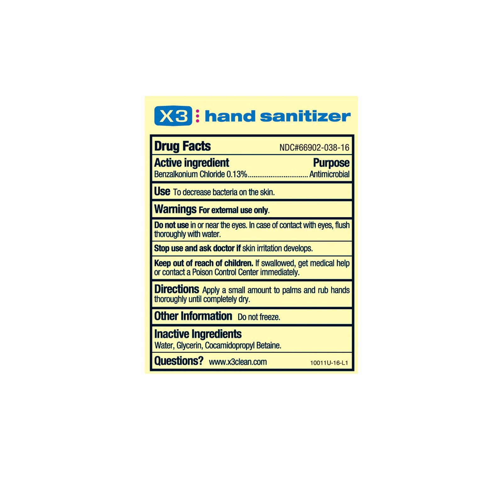 X3 Clean foaming pump refill bottle highlighting fragrance-free formula.