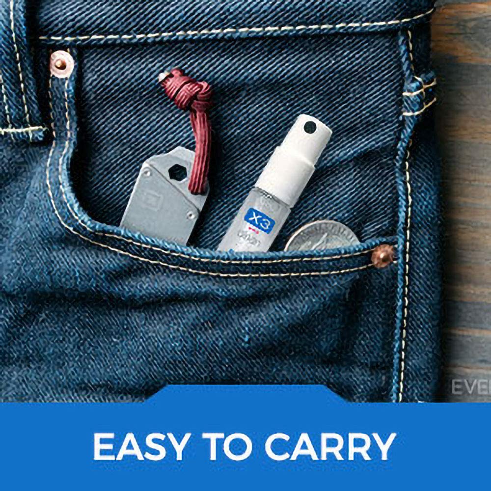 X3 Clean twist-lock cap helps prevent leaks in purses and pockets.
