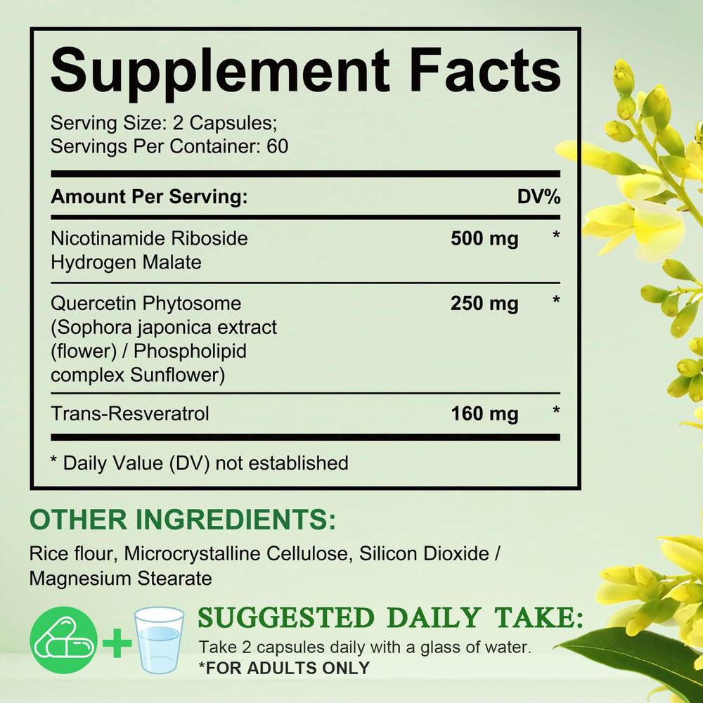 Xaarty NAD capsules close-up showing nicotinamide riboside and resveratrol benefits