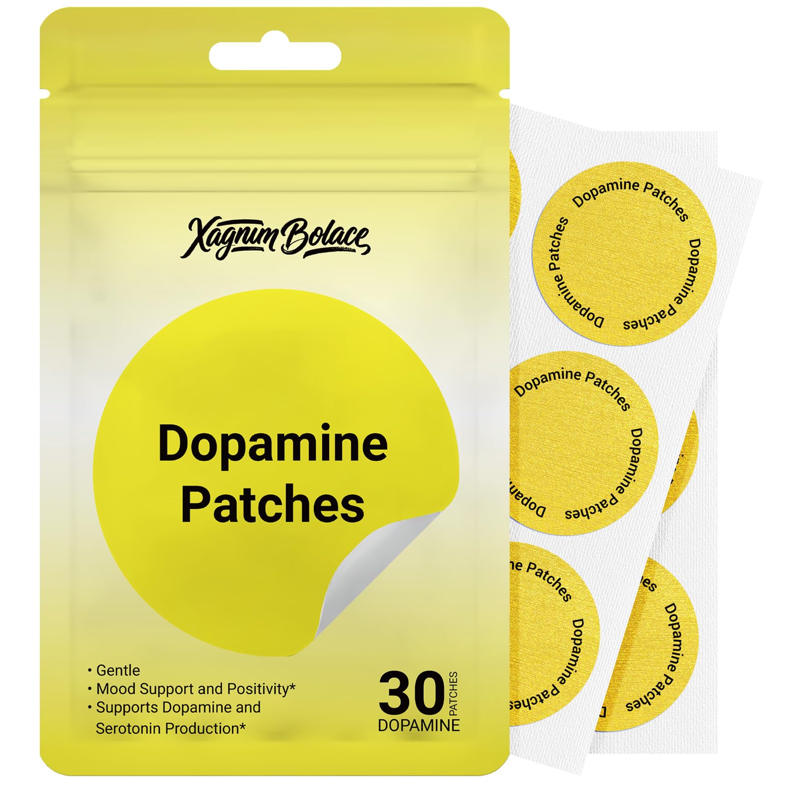 Xagnum Bolace Dopamine Patches pack shot highlighting daily use and convenience.