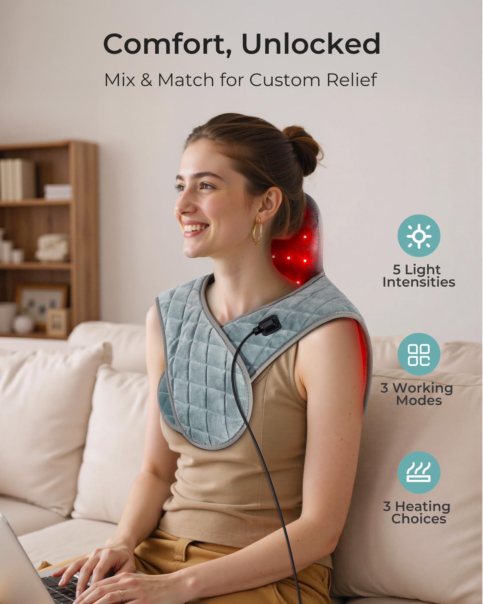 Xasla 63-LED dual-wavelength wrap for broad area relief.