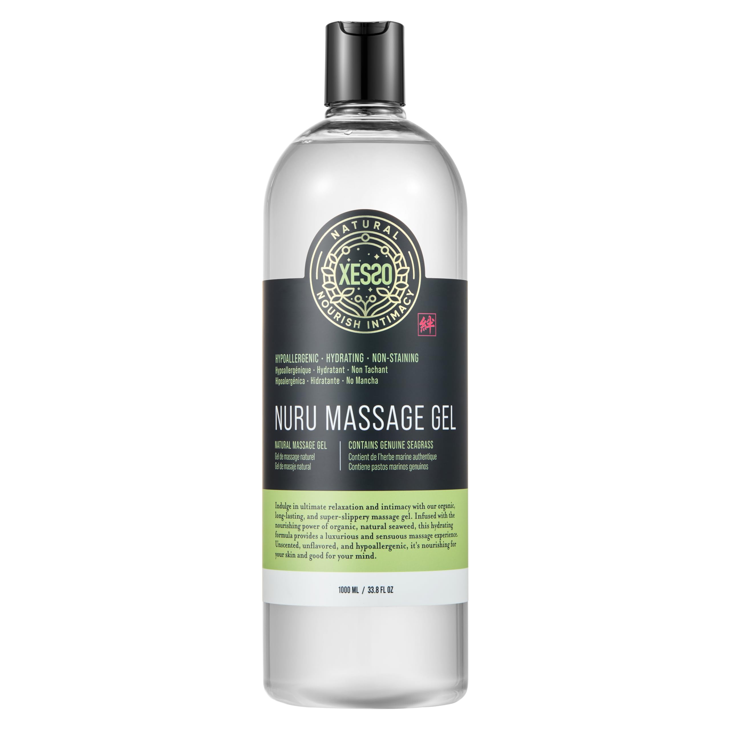 XESSO Nuru Gel bottle on packaging for discreet home use.