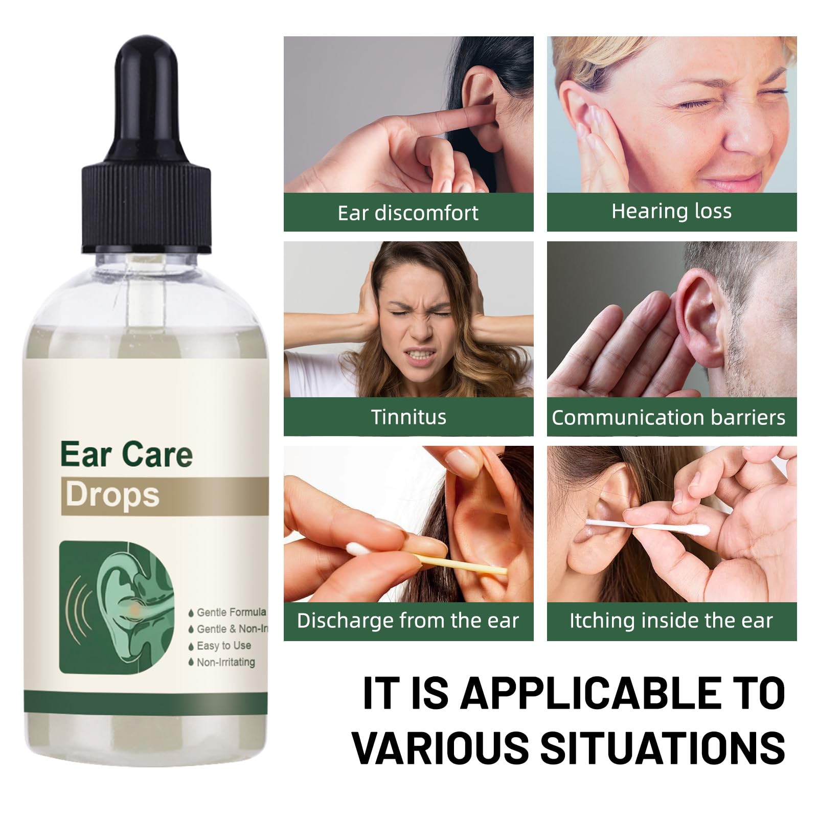 Compact travel-sized bottle ready for on-the-go ear care anywhere.