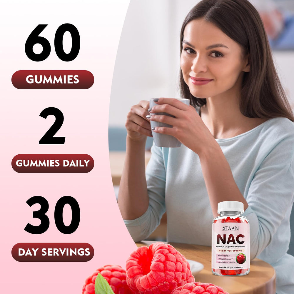 XIAAN NAC Gummies label highlights 1000mg NAC per serving