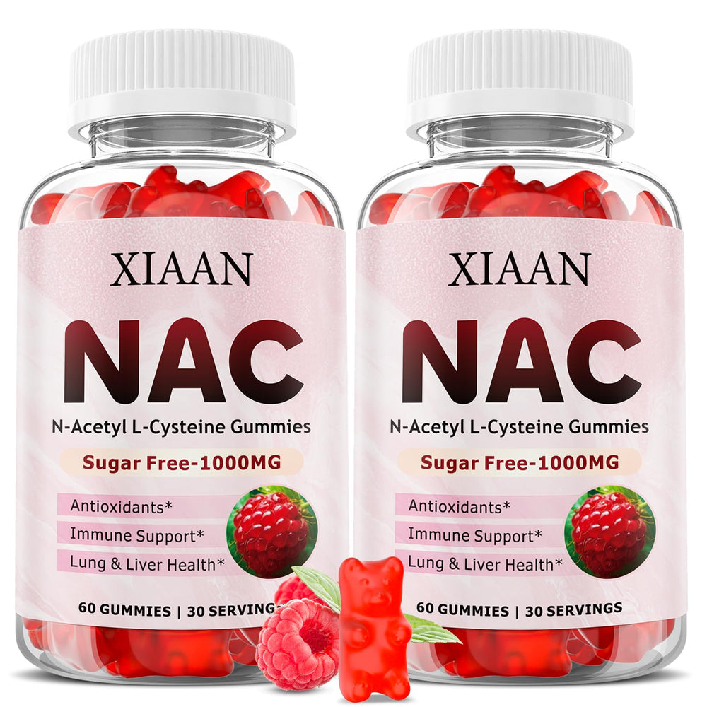 XIAAN NAC Gummies raspberry bottle shown for daily antioxidant support