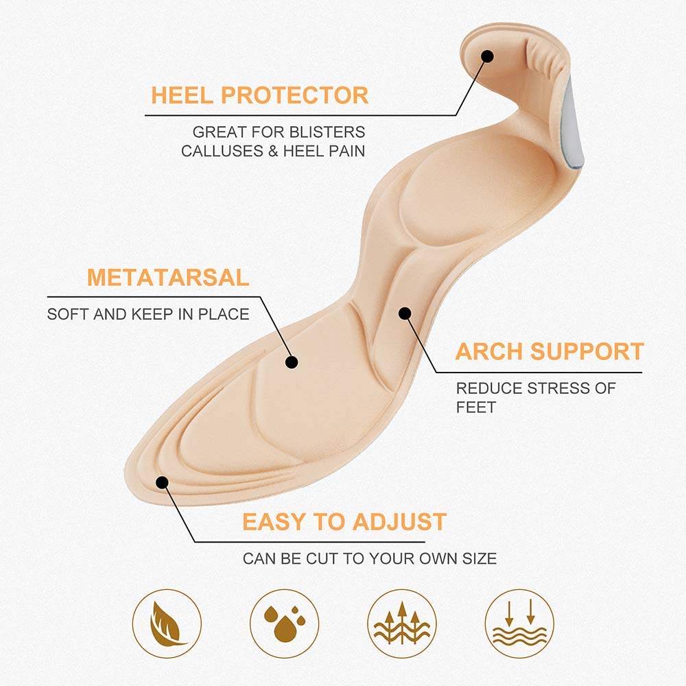 XIANEWS trimmable-fit insole helps you tailor size for snug heel support.