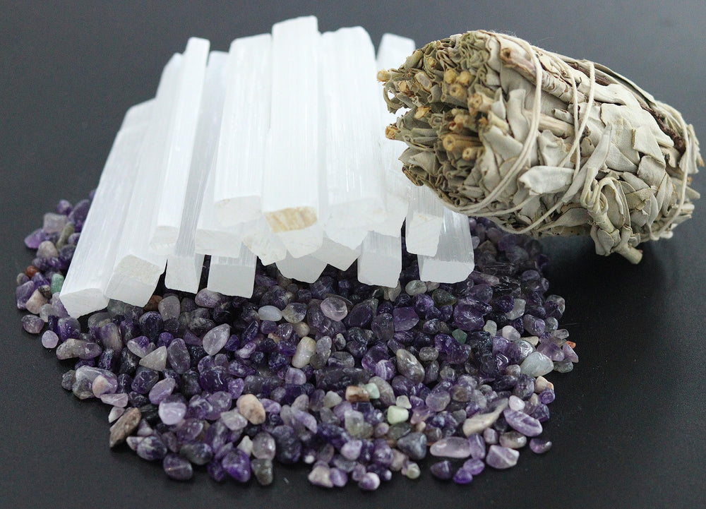 XIANNVXI varita de selenita en altar, proteccion y flujo de energía.