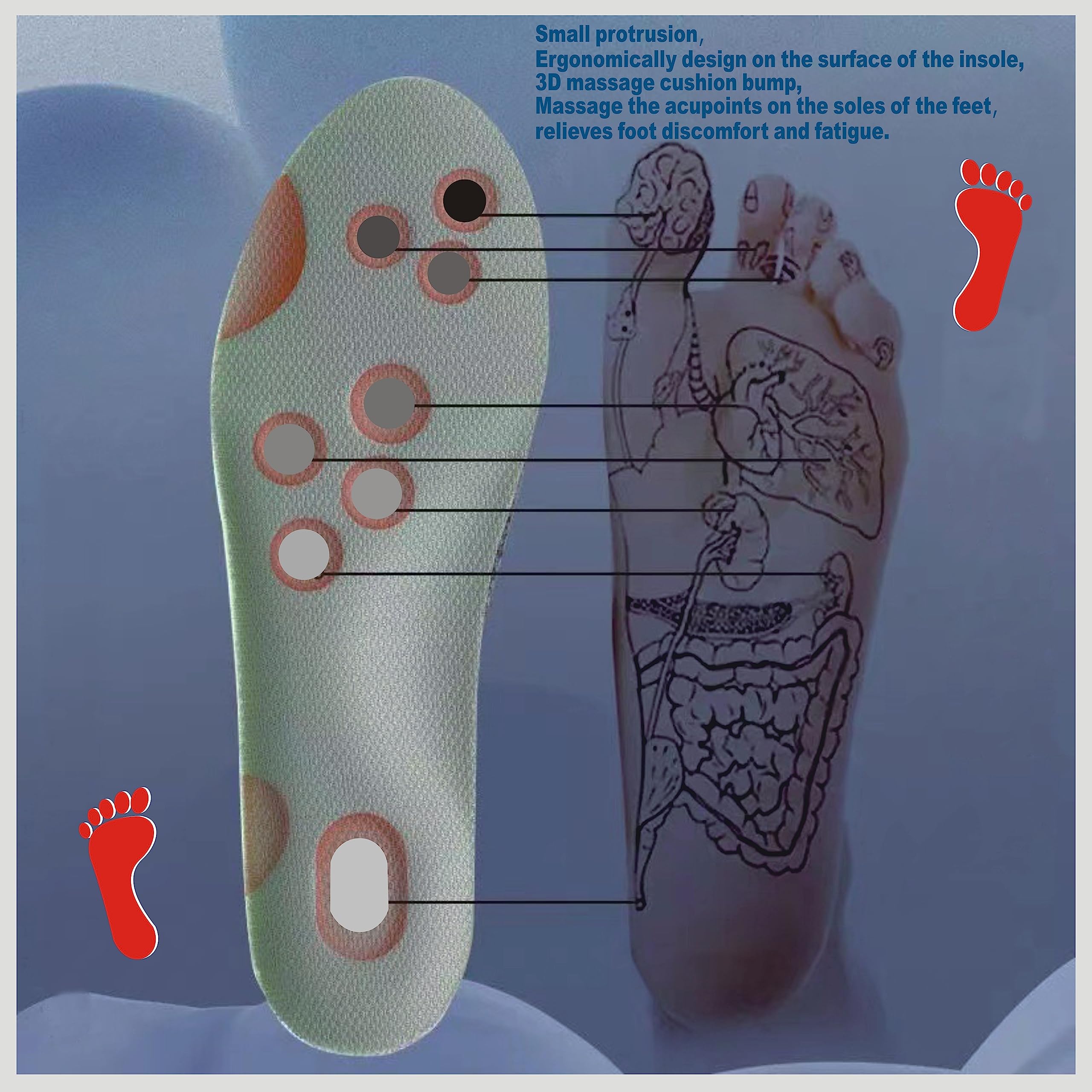 Xiaopihou massaging surface insoles to reduce foot fatigue