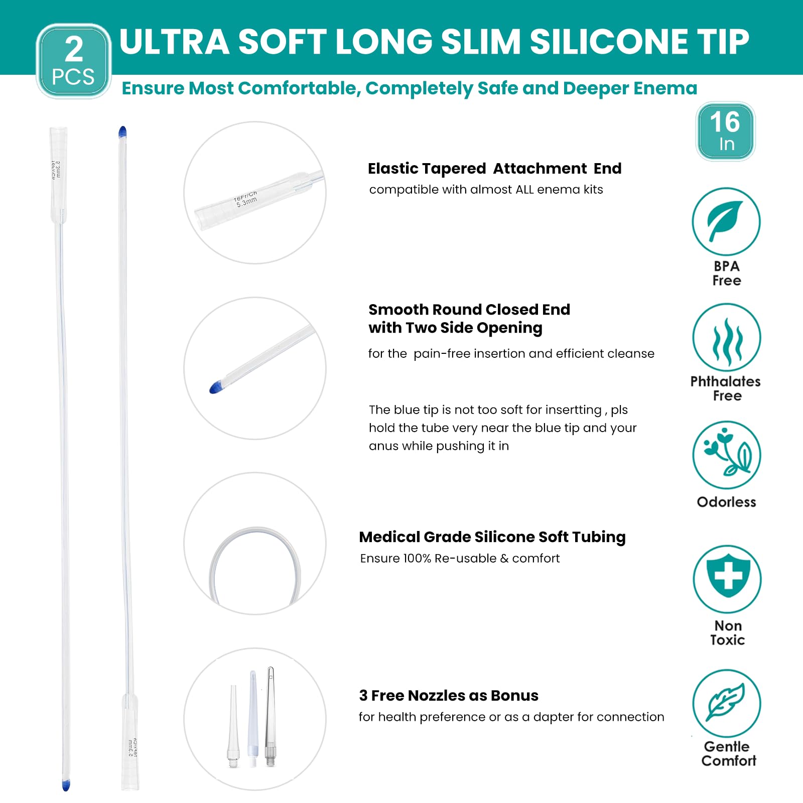 XIEXIECARE soft enema tip for gentle insertion and comfort