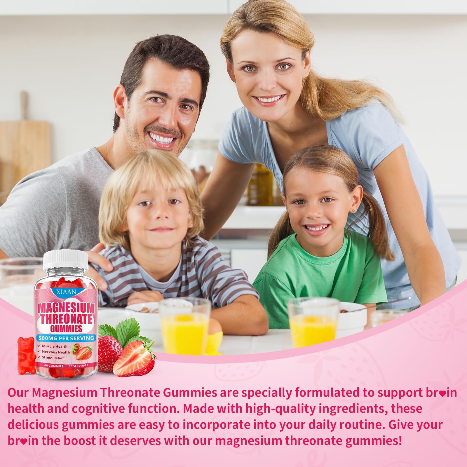 XIAAN Magnesium L-Threonate Gummies for kids and adults in daily routines.