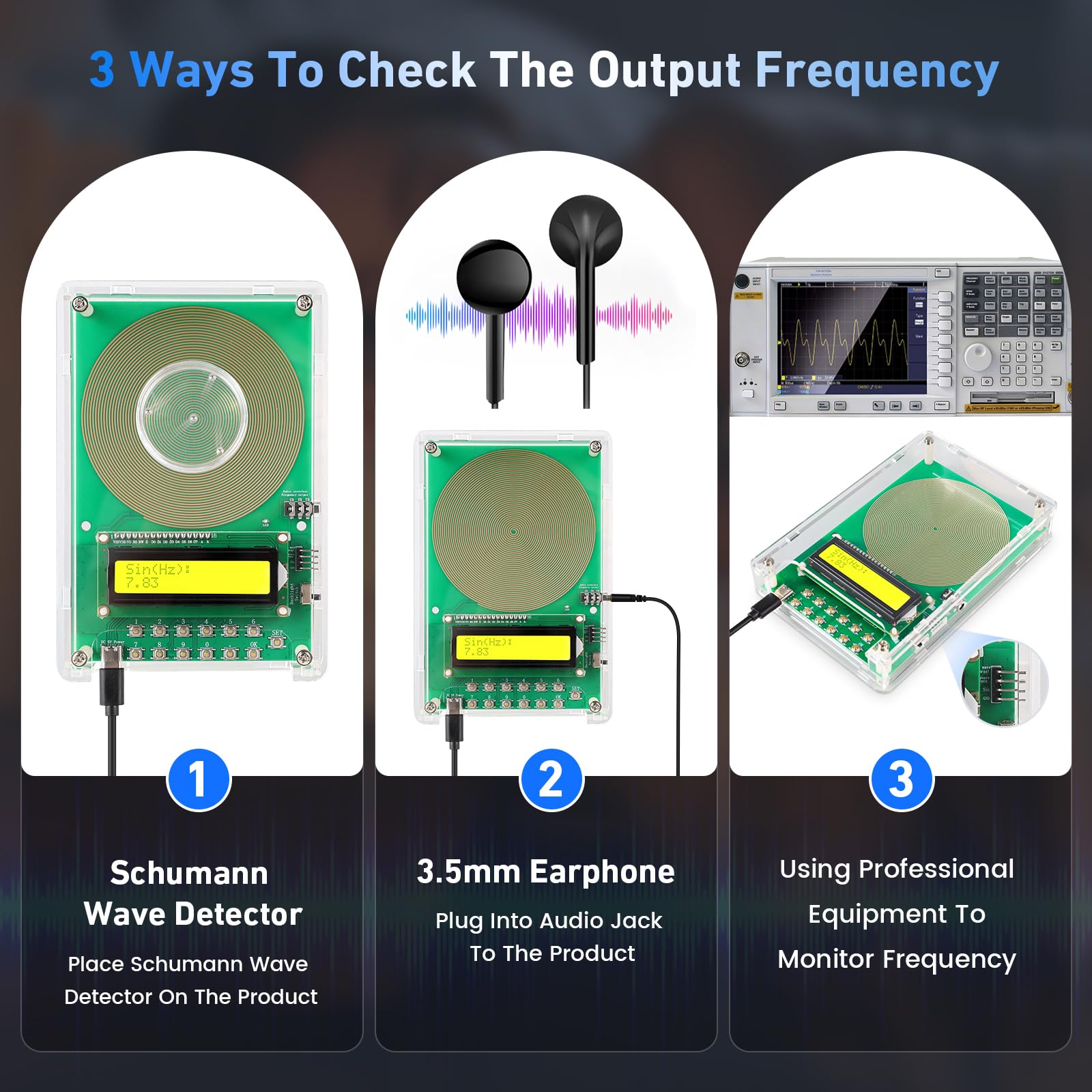XIKDS dual verification with Schumann detector and wired headphone for quick validation.