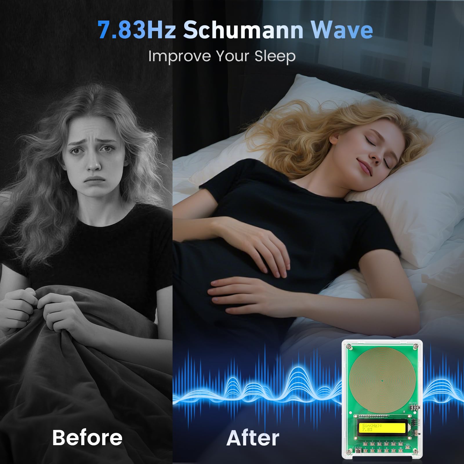 XIKDS USB‑C powered sine wave generator with LCD display for easy setup anywhere.