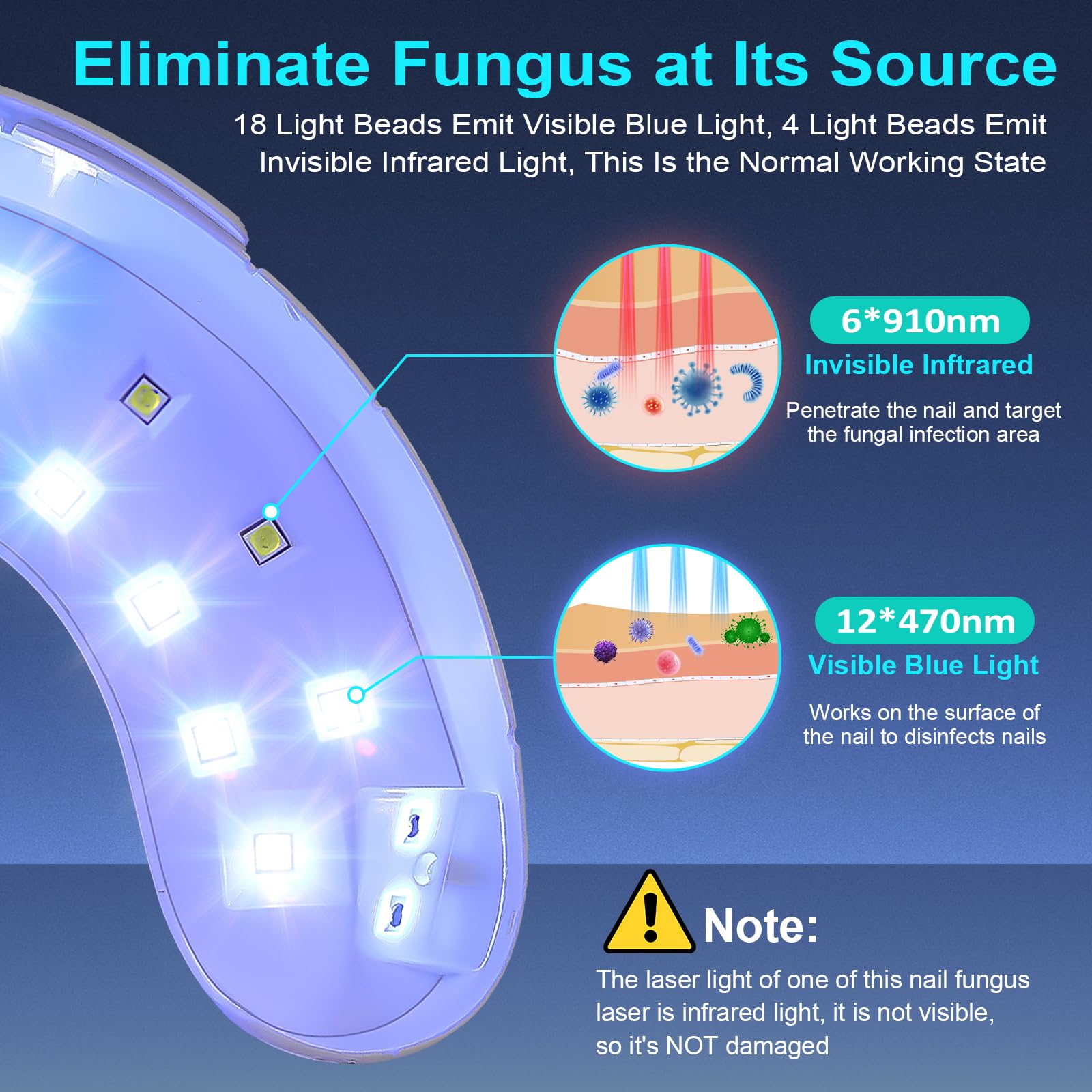 XiNanc nail fungus light device on a bedside table ready for routine use.