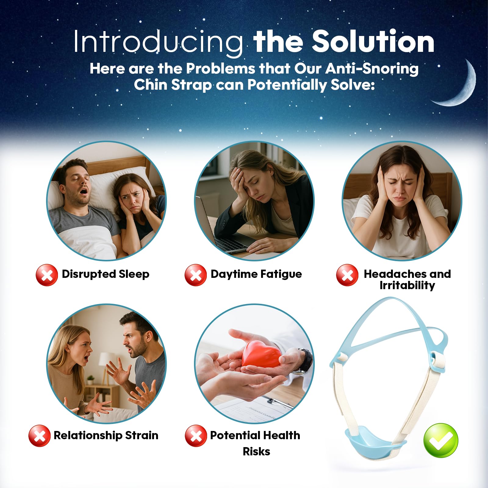 XINGZUAN anti-snoring chin strap fabric detail, breathable and washable.