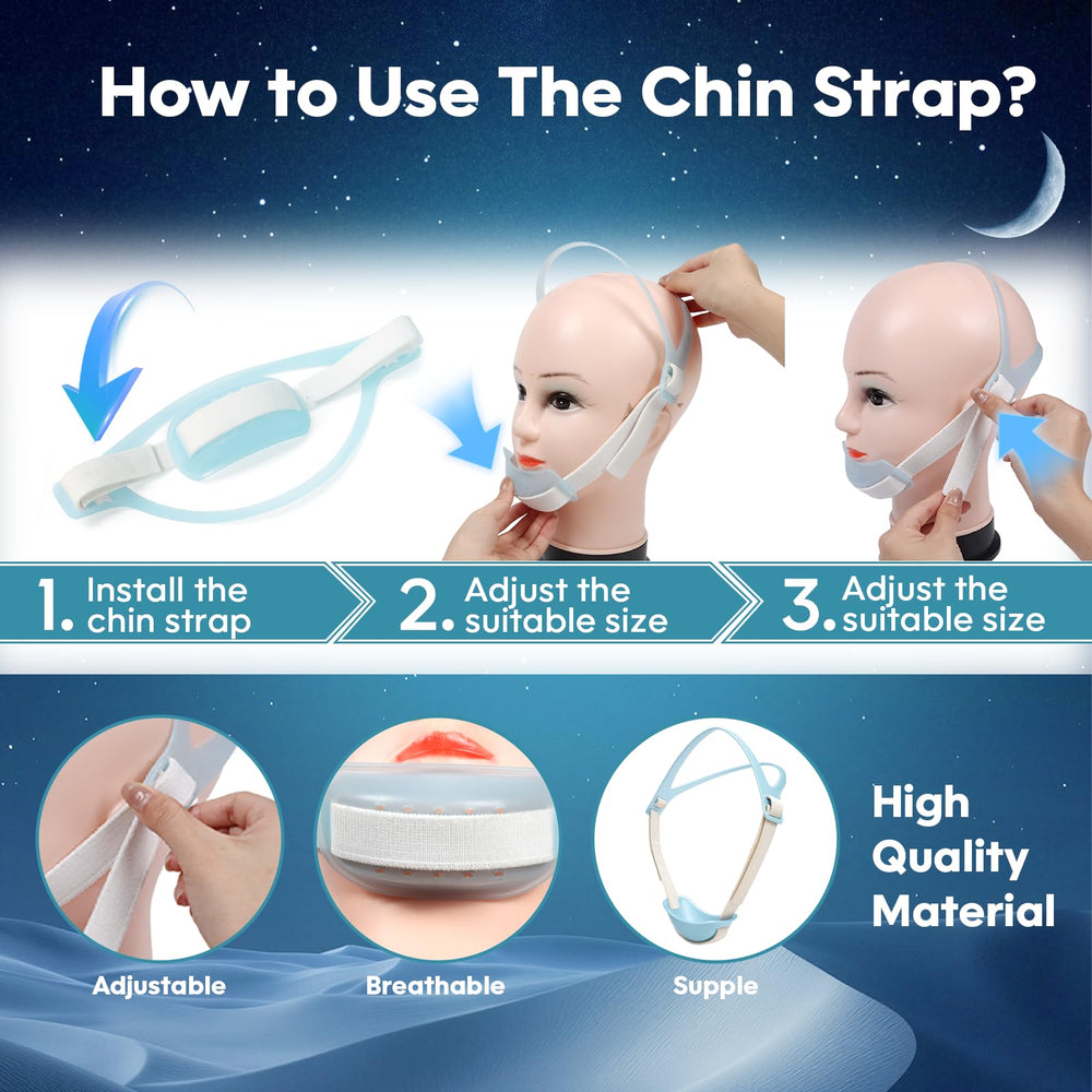 XINGZUAN chin strap CPAP-compatible, ready for nightly use.