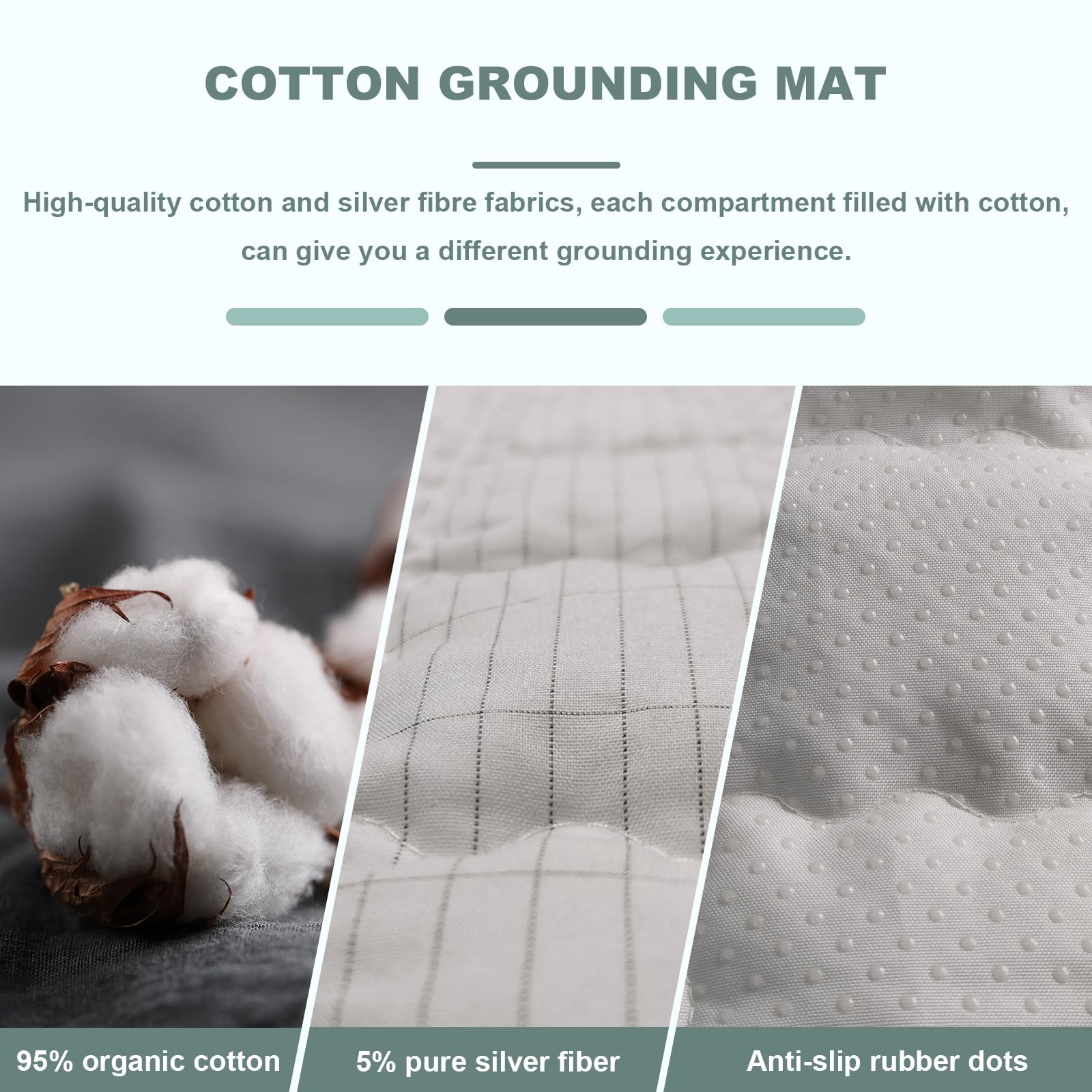 XINHUSU grounding mat silver fiber top enhances charge conduction for everyday grounding.