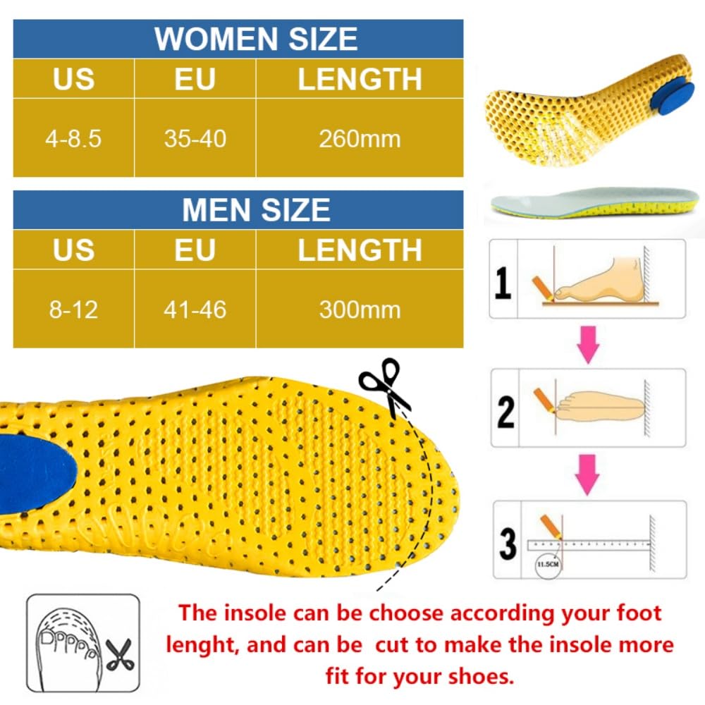 XINIFOOT elastic shock-absorbing insole side profile shows cushioned support for all-day wear.