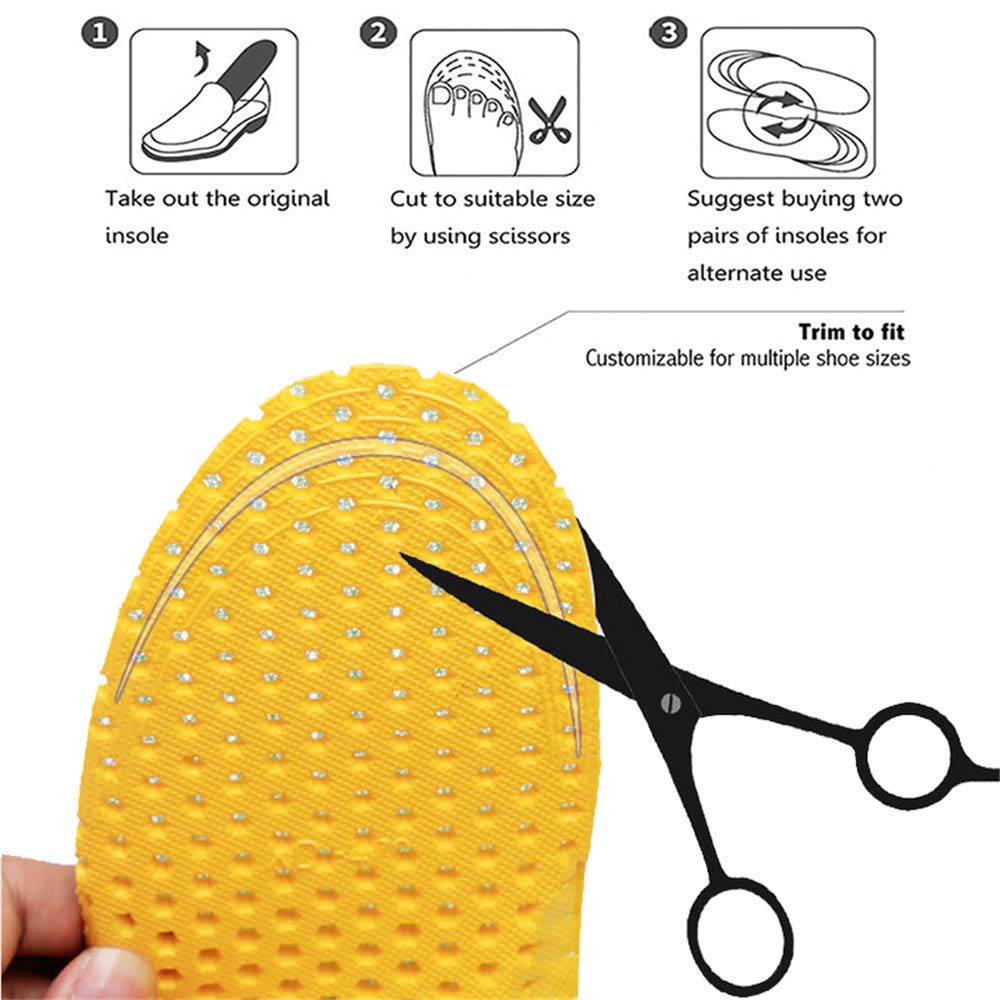 XINIFOOT honeycomb insoles breathable fabric promotes keeping feet dry during workouts.
