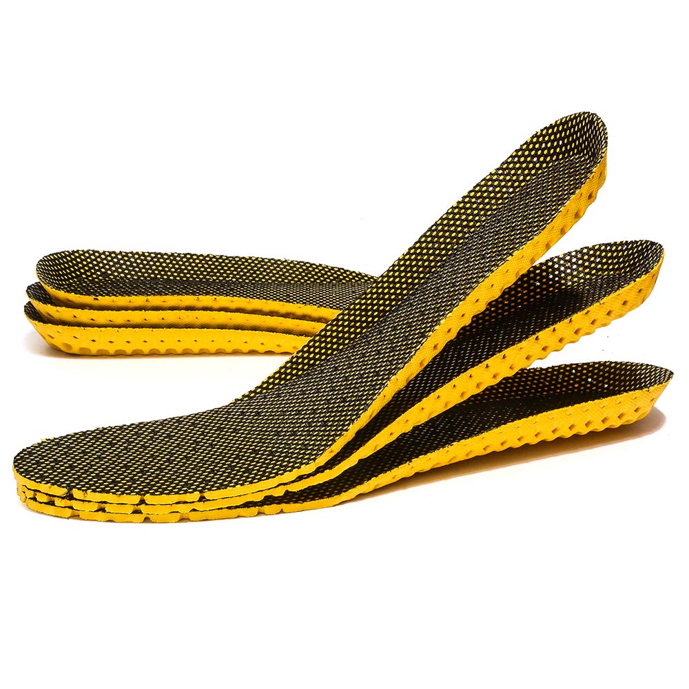 XINIFOOT honeycomb insoles in shoe view shows supportive, cushioned underfoot feel.