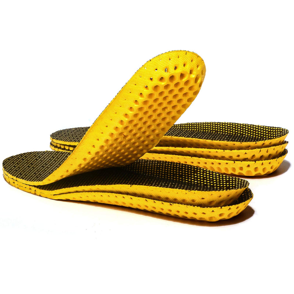XINIFOOT honeycomb insoles packaging shows three-pair bundle for value and convenience.