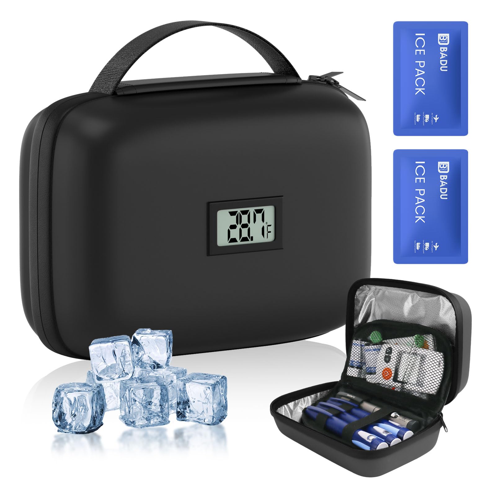 Xinjue insulin cooler exterior with durable travel-ready shell for on-the-go use.
