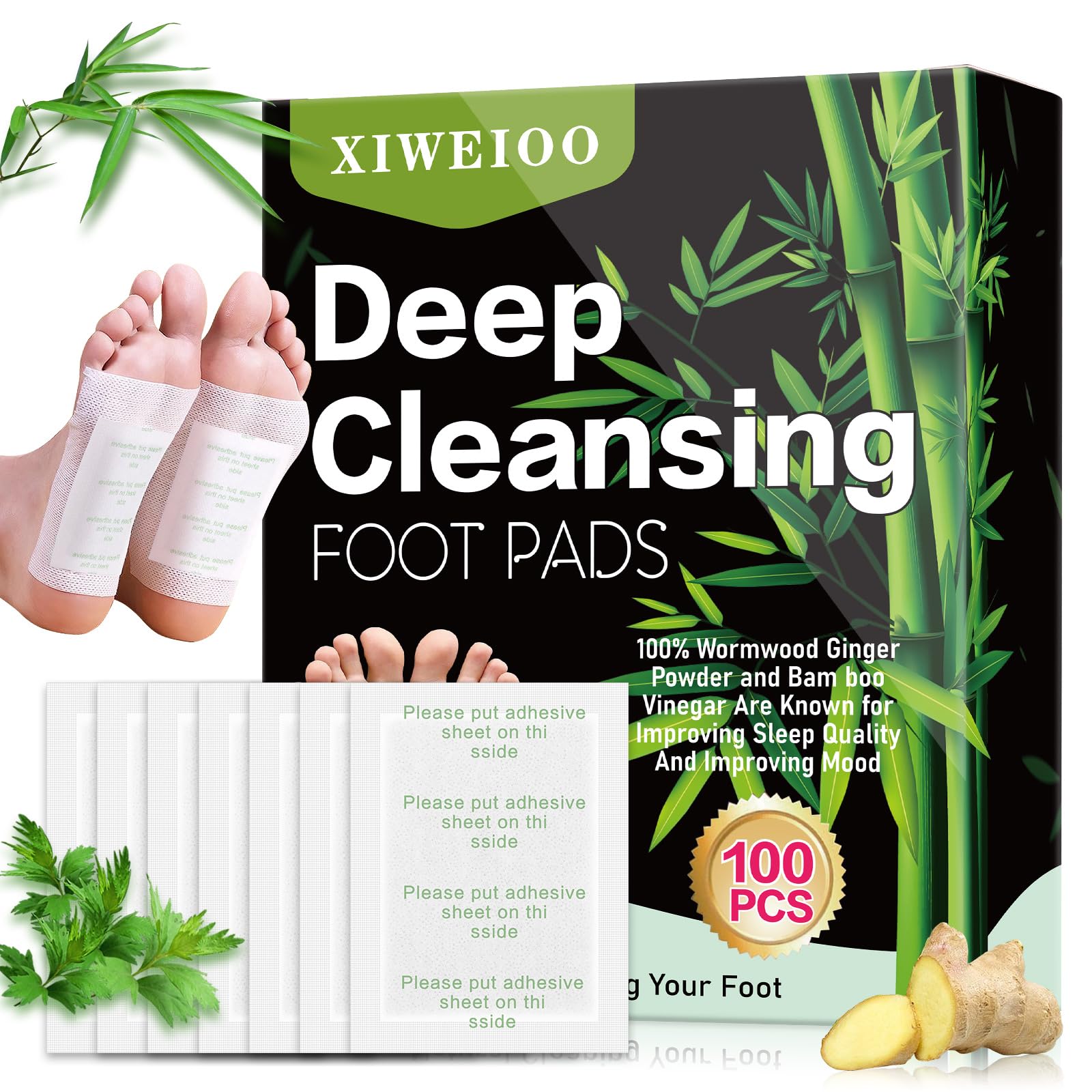 XIWEIOO foot pads with ginger powder blend for soothing nightly routine