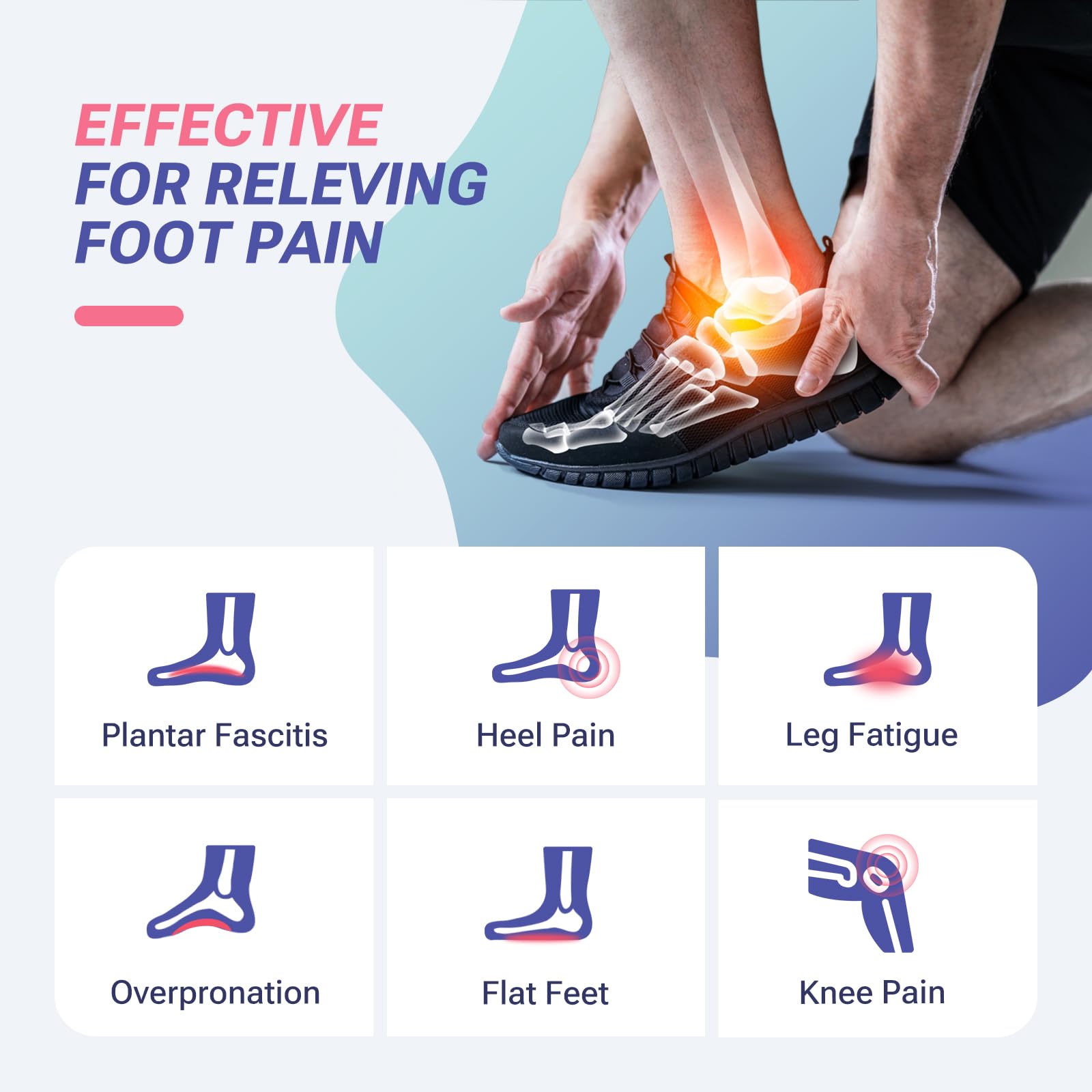 XKC Plantar Fasciitis Insole inside a shoe to illustrate trim-to-fit flexibility.