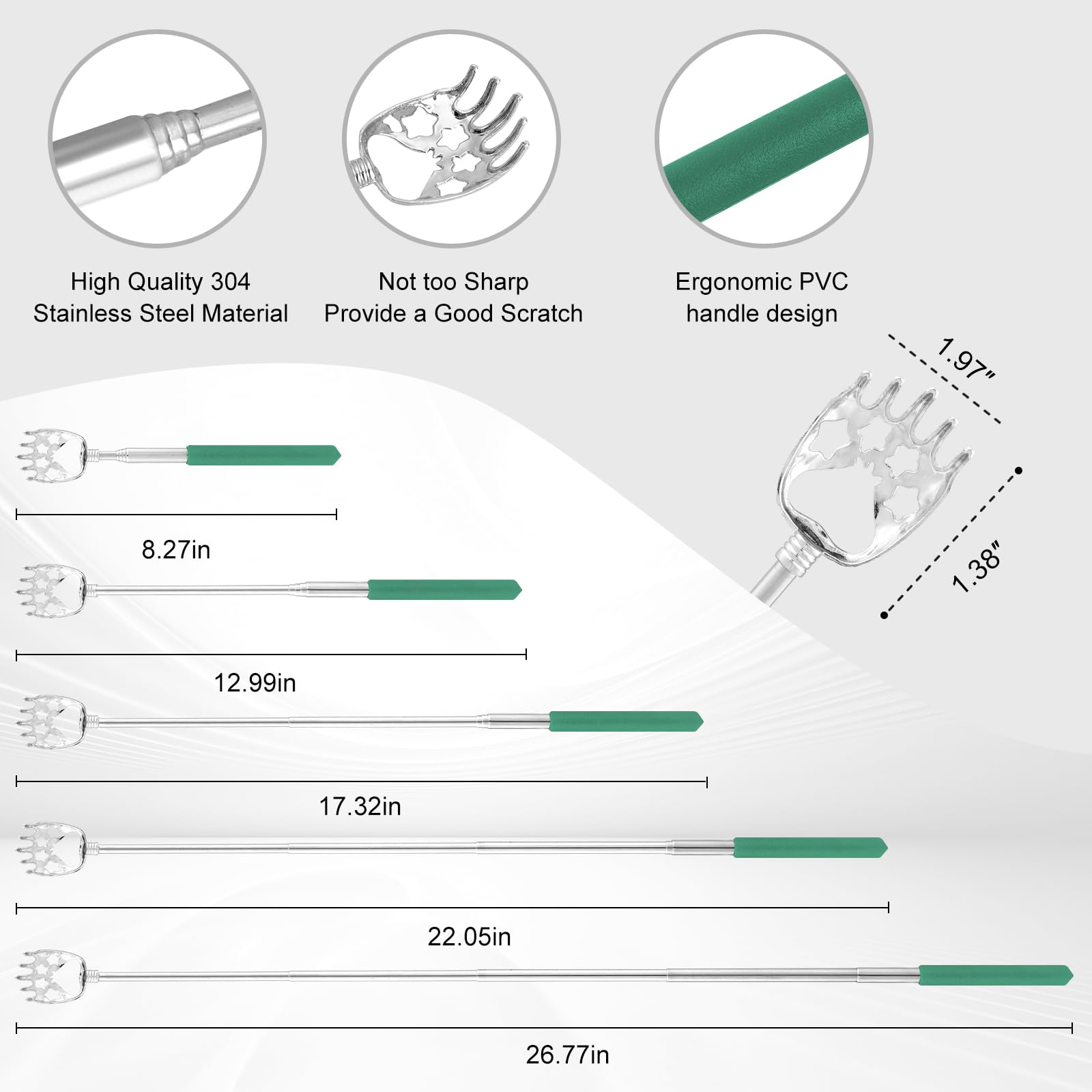 XKOS back scratcher 15-teeth rake covers larger areas for itch relief.