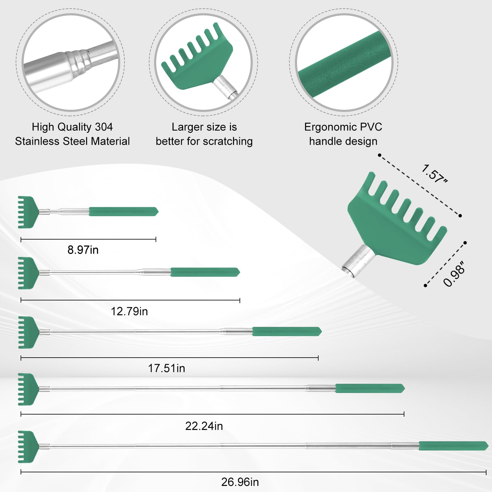 XKOS back scratcher with larger teeth targets tougher itch spots.