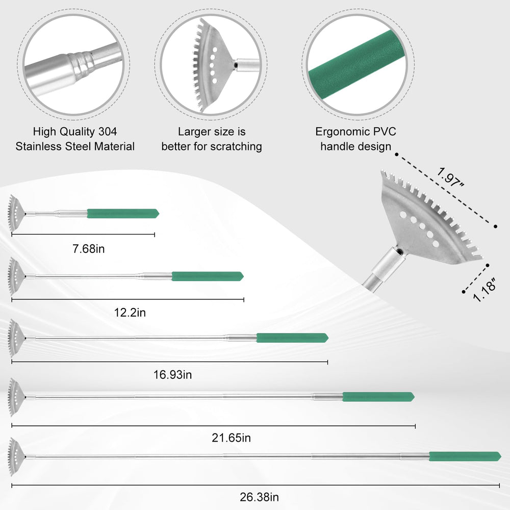 XKOS back scratcher features a soft rubber handle for comfortable use.