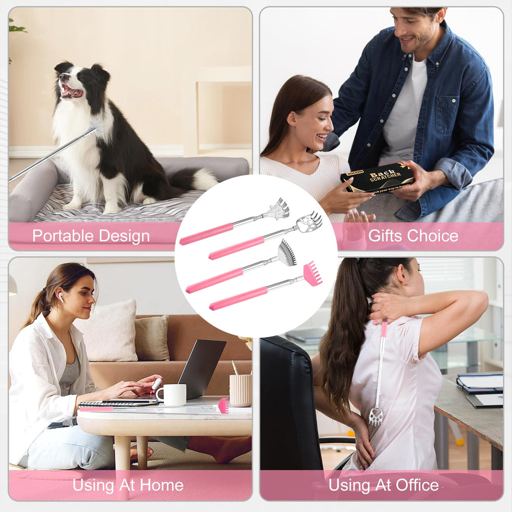 XKOS pink back scratcher extended for easy scratching