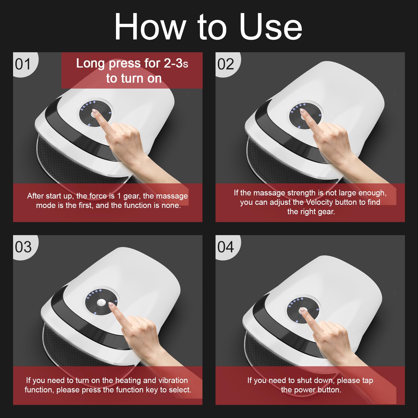 Xllent Hand Massager with five pressure modes for customization.