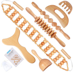 Xokocli 7-in-1 maderoterapia kit contents close-up for at-home spa sessions