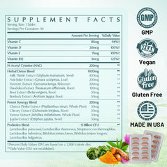 Xontravix Liver Detox bottle side label highlights ingredients for detox and digestion