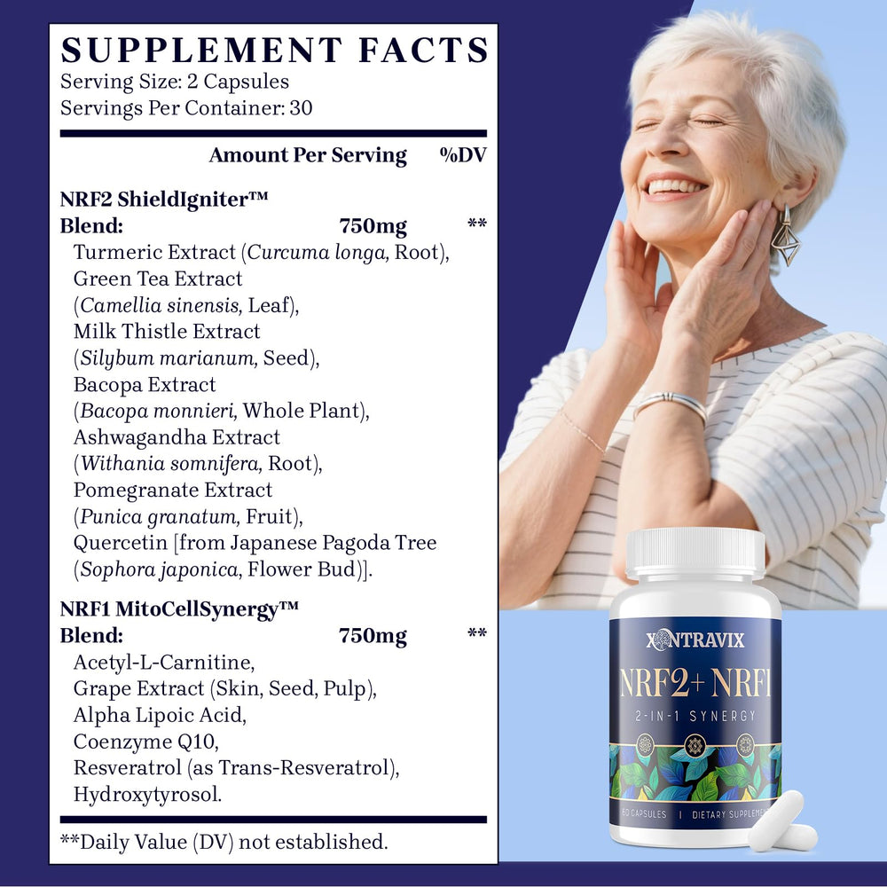 Xontravix supplement bottle conveying wellness and longevity.