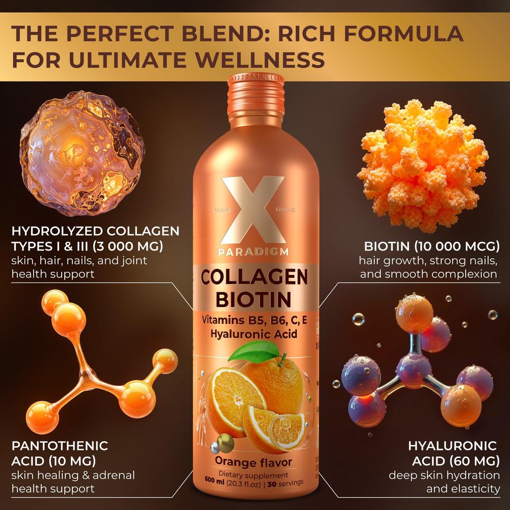 XParadigm Puritas Corpus liquid collagen being poured for quick absorption.