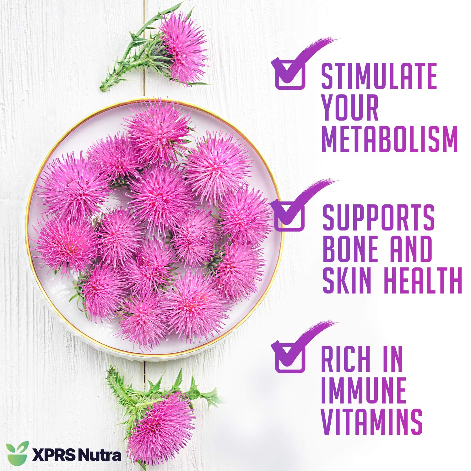 Pouring XPRS Nutra milk thistle powder from a bottle, ideal for shakes.