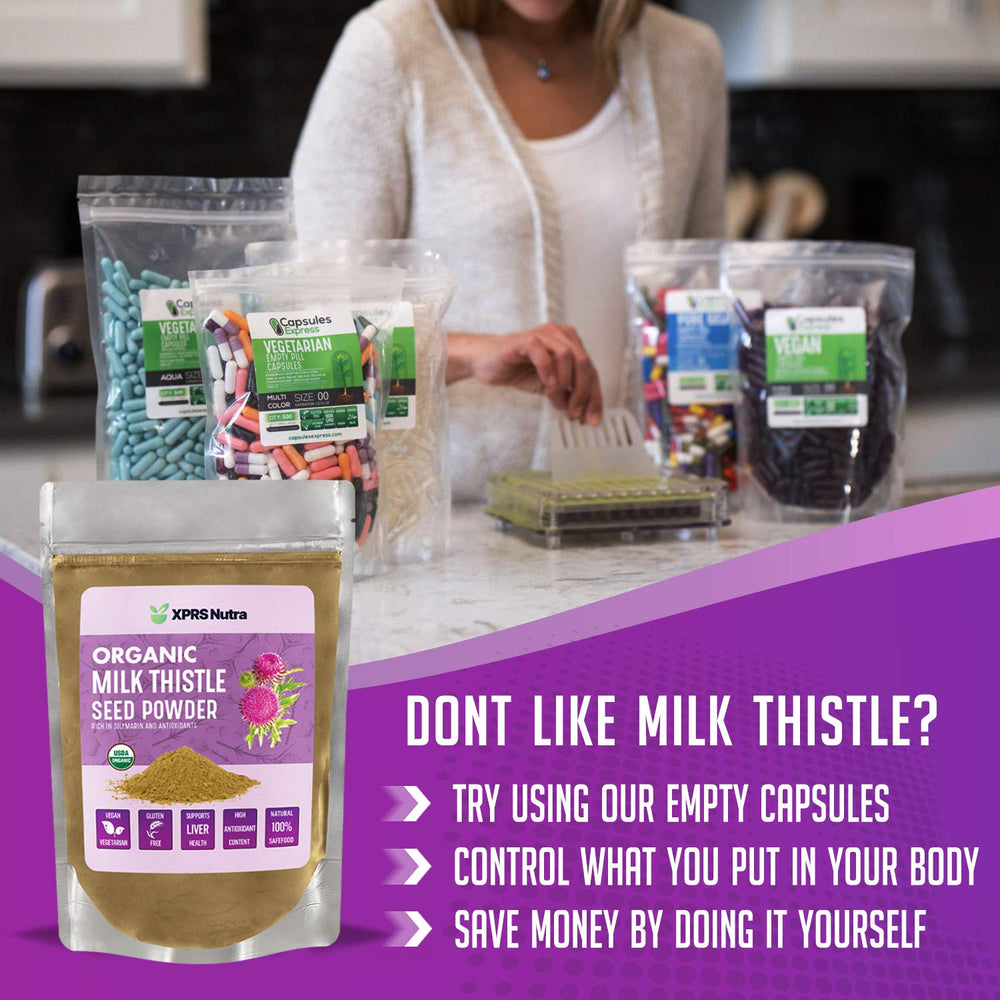 XPRS Nutra product on kitchen counter with herbs, convenient health boost.