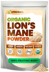 XPRS Nutra Organic Lion's Mane powder in a jar supports mental clarity and focus
